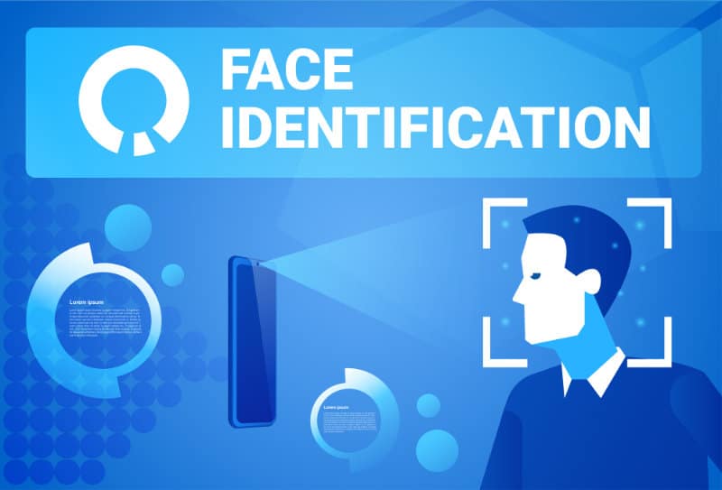 Face Identification Smart Phone Scan Male Face Modern Access Control Technology Recognition System Concept